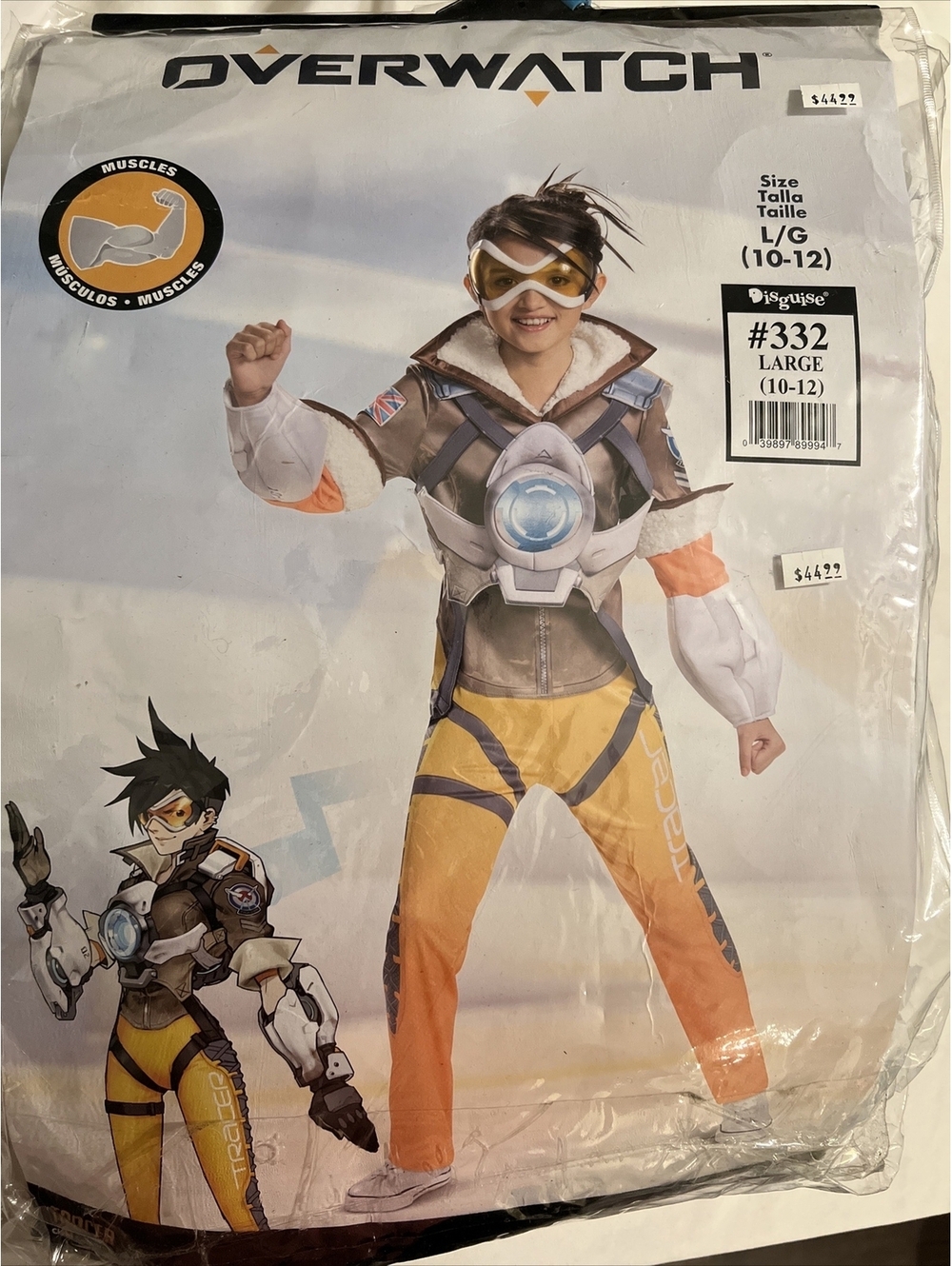 Overwatch Tracer Halloween Costume Boy Child Large 10-12, Jumpsuit, Vest, Goggle